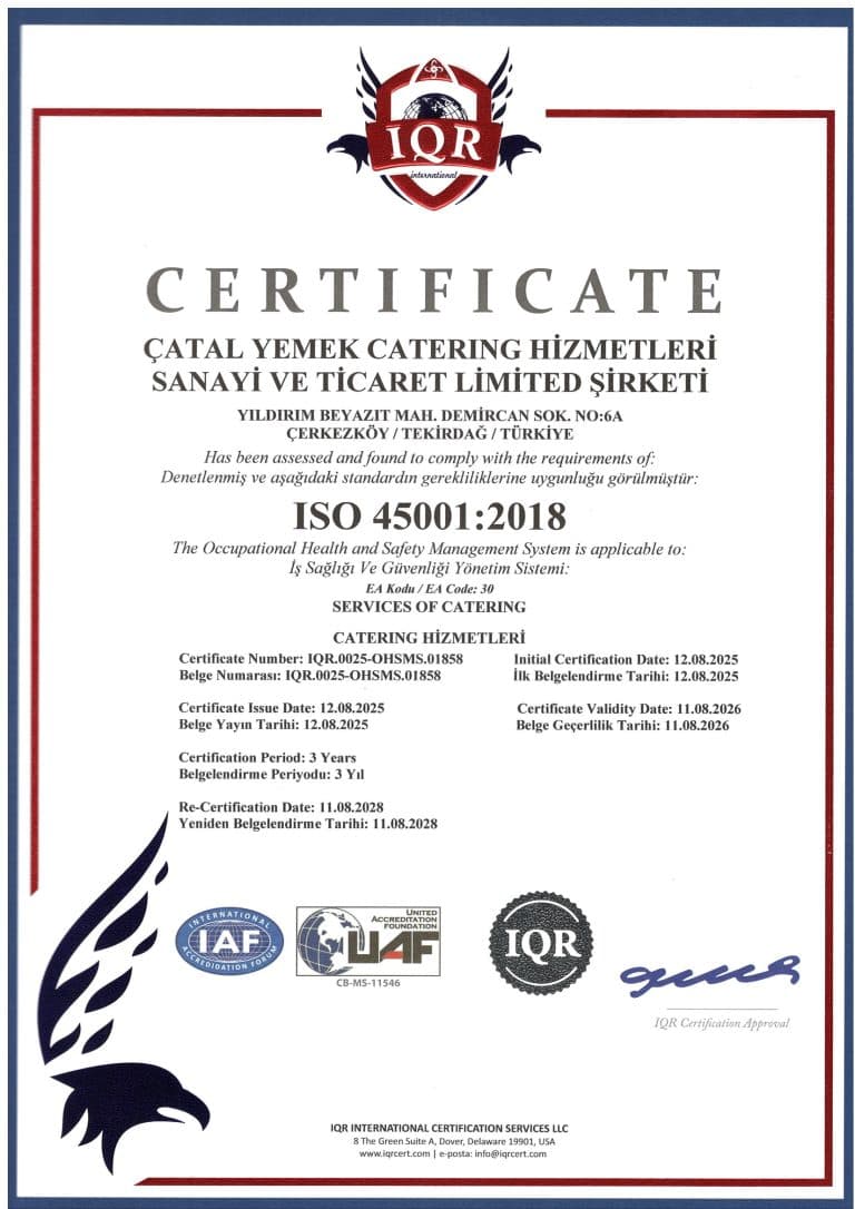 ISO 45001 — İş Sağlığı & Güvenliği sertifikası